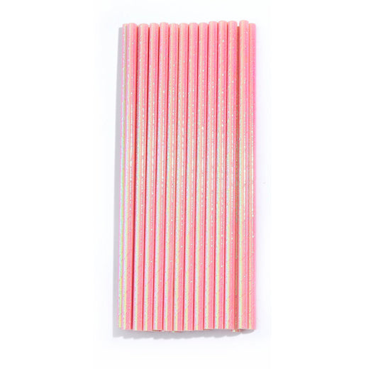 Pink Iridescent Paper Straws