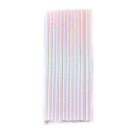 White Iridescent Paper Straws