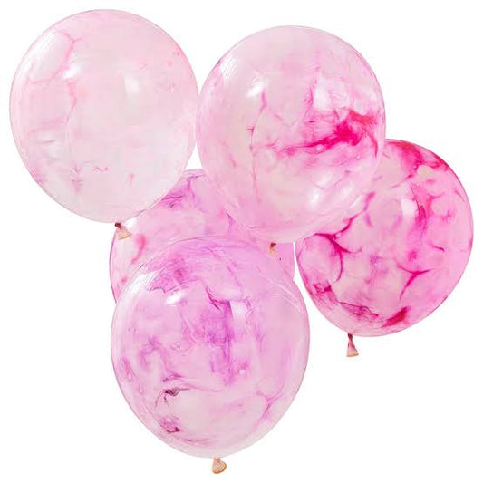 Ginger Ray - Pink Paint Marble Balloons (5pk)