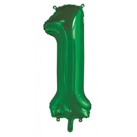 86cm Number 1 Green Balloon Filled with Helium