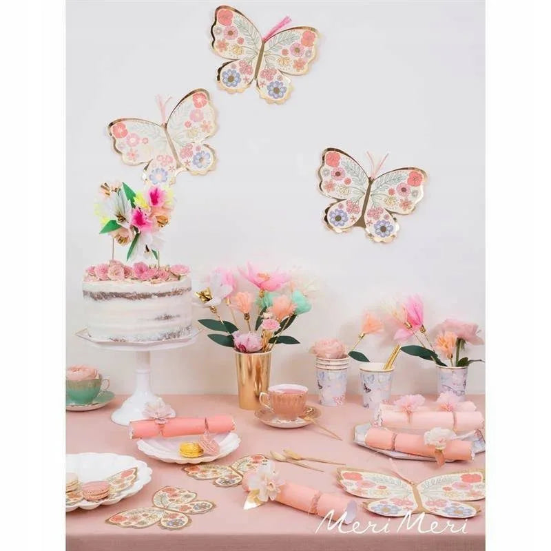 Floral Butterfly Napkins (x 16)