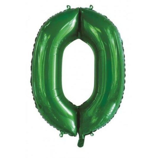 86cm Number 0 Green Balloon Filled with Helium