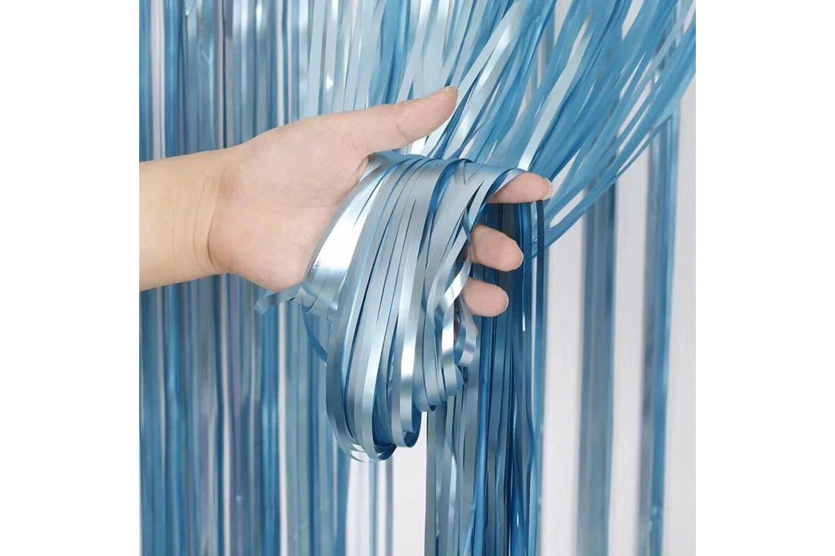 Blue Foil Fringe Curtain