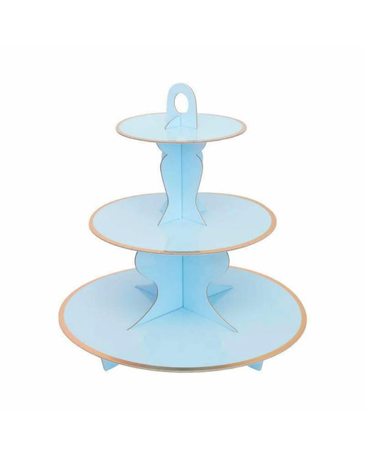 Blue Cupcake Stand with Gold Foil Edge