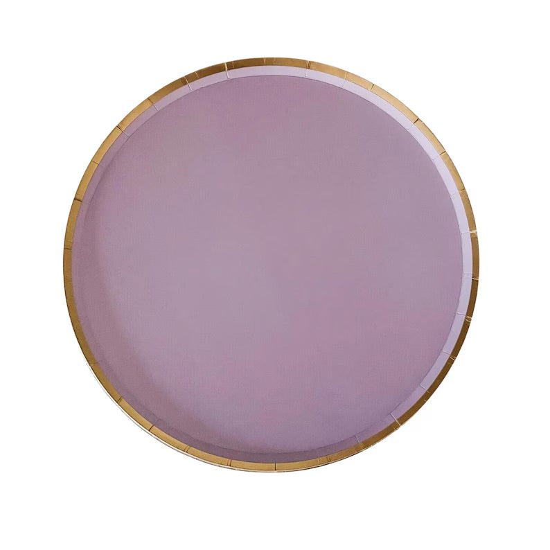 Gold Rim Paper Plates- Lilac (pack of 8)