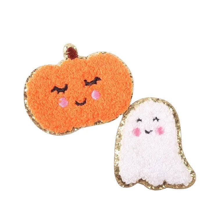 Spooky Pumpkin and Ghost Iron On Patches