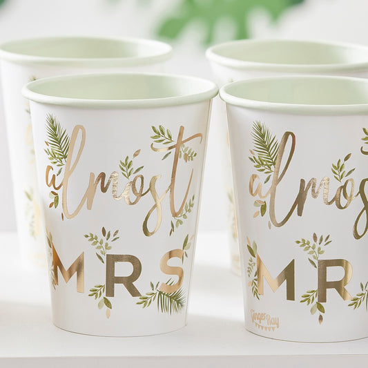 Gold Foiled Almost Mrs Paper Hens Party Cups